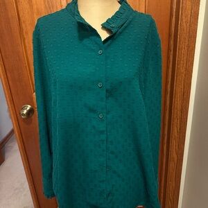 Green Button-Up Women's Top